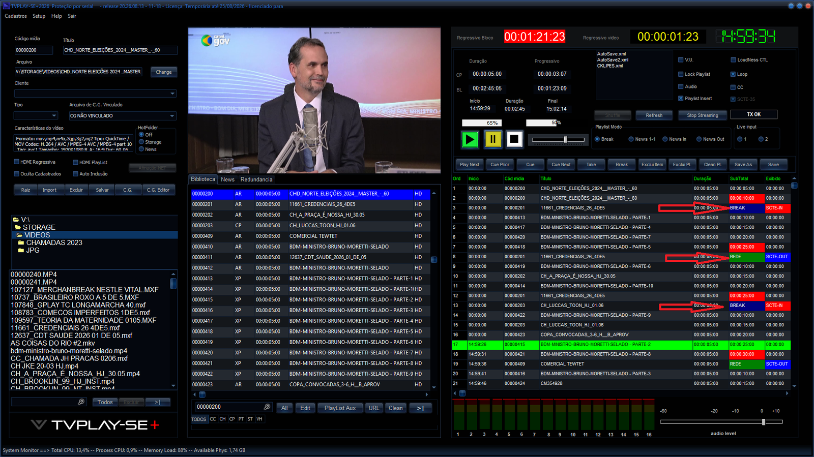 Sinalização SCTE-35 e DTMF — TVPLAY SE+